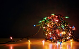 A tangled ball of Christmas lights